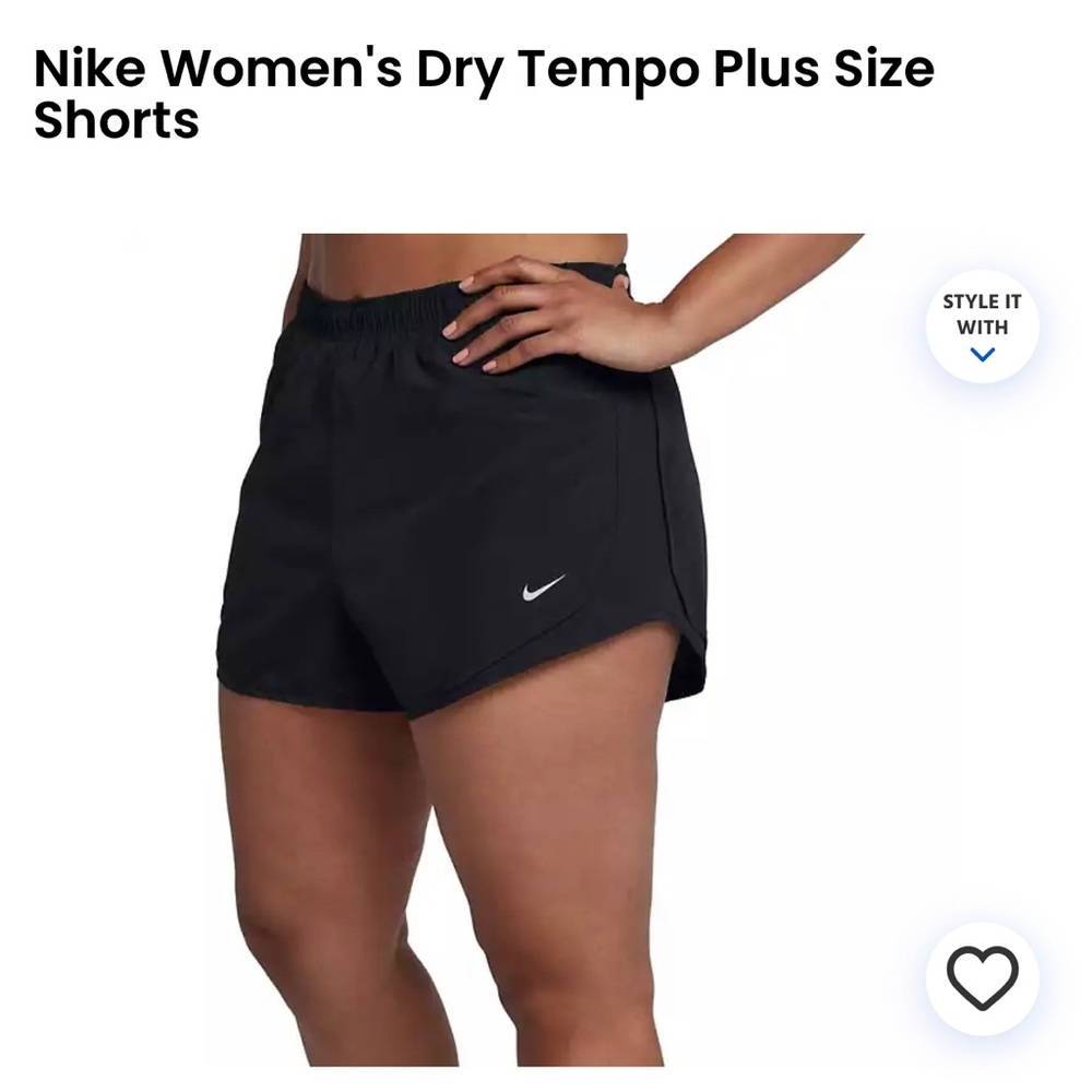 Nike Women's Tempo Plus Size Running Shorts- XXL Black